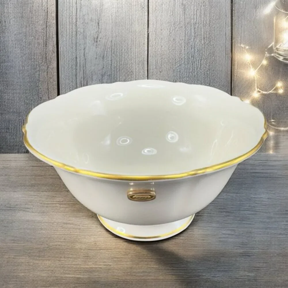 Pickard RICHMOND Footes‎ Ivory Porcelain Dish Bowl Gold Trim Kraft Medallion USA